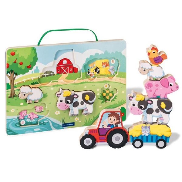 Produktbild: Play+ Magnetisches Holz-Z&auml;hl-Puzzle: Bauernhof - ab 12 Monate