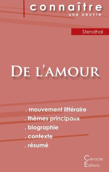 Produktbild: Fiche de lecture De l'amour de Stendhal (analyse litt&eacute;raire de r&eacute;f&eacute;rence et r&eacute;sum&eacute; complet)