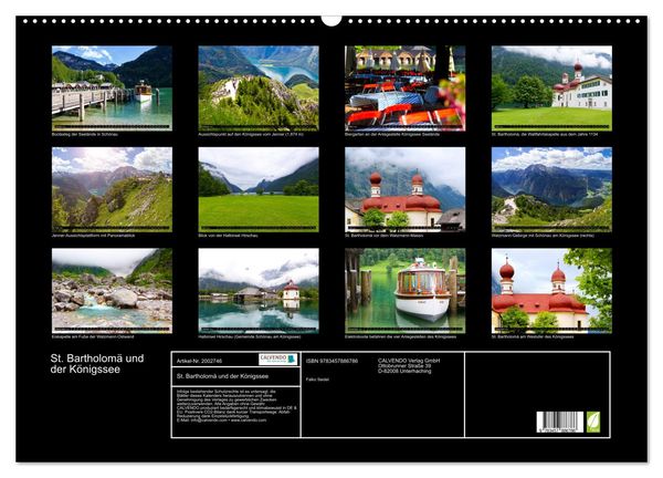 Produktbild: St. Bartholom&auml; und der K&ouml;nigssee (Wandkalender 2026 DIN A2 quer), CALVENDO Monatskalender
