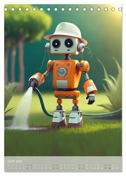 Produktbild: RoboLife - Niedliche Blechfreunde im Alltag (Tischkalender 2026 DIN A5 hoch), CALVENDO Monatskalender