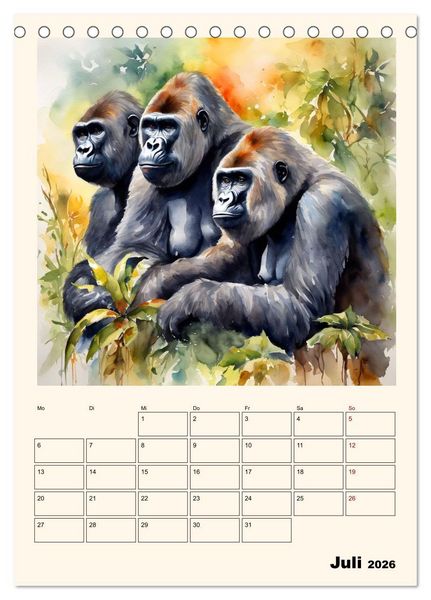 Produktbild: Schimpansen & Gorillas (Tischkalender 2026 DIN A5 hoch), CALVENDO Monatskalender