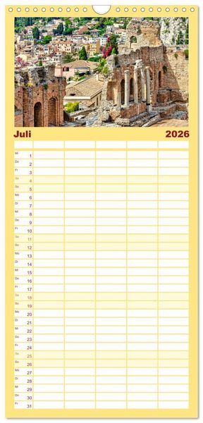 Produktbild: Familienplaner 2026 - Taormina - Juwel Siziliens mit antikem Charme mit 5 Spalten (Wandkalender, 21 x 45 cm) CALVENDO