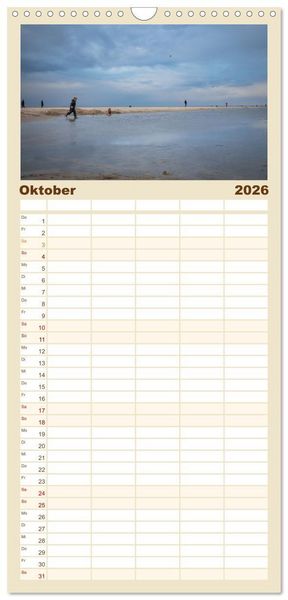 Produktbild: Familienplaner 2026 - Am Strand von Langeoog mit 5 Spalten (Wandkalender, 21 x 45 cm) CALVENDO
