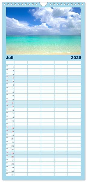 Produktbild: Familienplaner 2026 - Traumstr&auml;nde in der Karibik mit 5 Spalten (Wandkalender, 21 x 45 cm) CALVENDO
