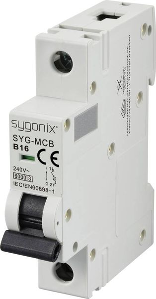 Produktbild: Sygonix SY-6440880 SYG-MCB 1P/B16/6KA Leitungsschutzschalter 1polig 16A 240 V/AC