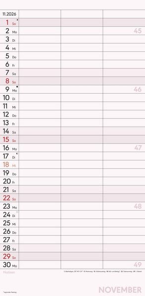 Planer für zwei 2026 mit 3 Spalten - Familien-Timer 22x45 cm - Offset-Papier - mit Ferienterminen - Wand-Planer - Familienkalender - Alpha Edition