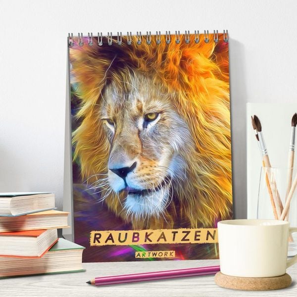 Produktbild: Raubkatzen - Artwork (Tischkalender 2026 DIN A5 hoch), CALVENDO Monatskalender