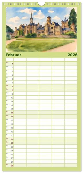 Produktbild: Familienplaner 2026 - Deutsche Schl&ouml;sser und Burgen mit 5 Spalten (Wandkalender, 21 x 45 cm) CALVENDO