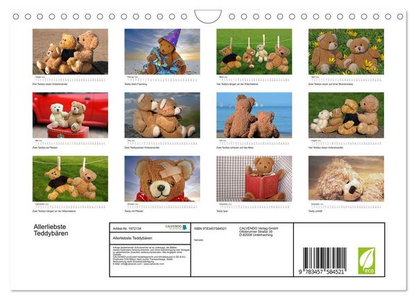 Produktbild: Allerliebste Teddyb&auml;ren (Wandkalender 2026 DIN A4 quer), CALVENDO Monatskalender