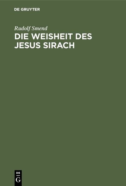 Produktbild: Die Weisheit des Jesus Sirach