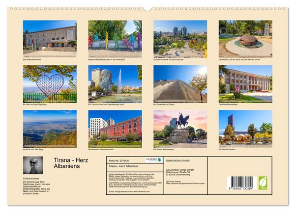 Produktbild: Tirana - Herz Albaniens (hochwertiger Premium Wandkalender 2026 DIN A2 quer), Kunstdruck in Hochglanz