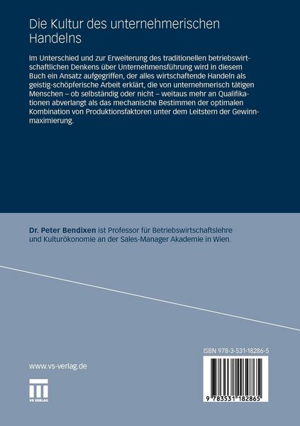 Produktbild: Die Kultur des unternehmerischen Handelns