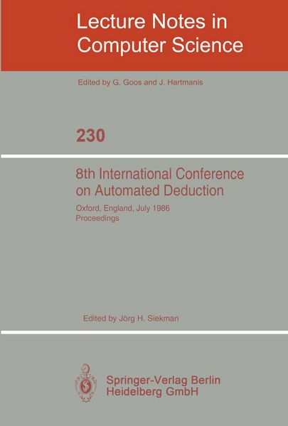 Produktbild: 8th International Conference on Automated Deduction