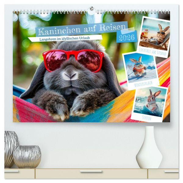 Produktbild: Kaninchen auf Reisen (hochwertiger Premium Wandkalender 2026 DIN A2 quer), Kunstdruck in Hochglanz