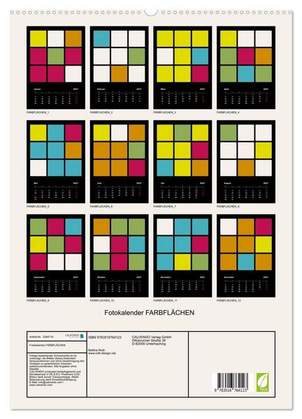 Produktbild: Fotokalender FARBFL&Auml;CHEN (hochwertiger Premium Wandkalender 2027 DIN A2 hoch), Kunstdruck in Hochglanz