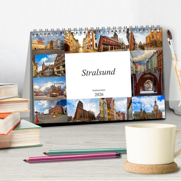 Produktbild: Stralsund Stadtansichten (Tischkalender 2026 DIN A5 quer), CALVENDO Monatskalender
