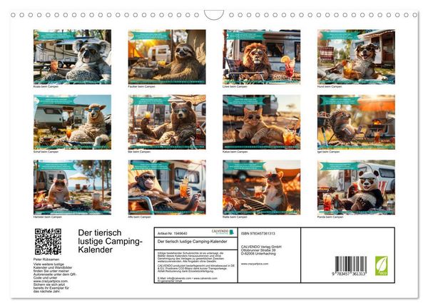 Produktbild: Der tierisch lustige Camping-Kalender (Wandkalender 2026 DIN A3 quer), CALVENDO Monatskalender