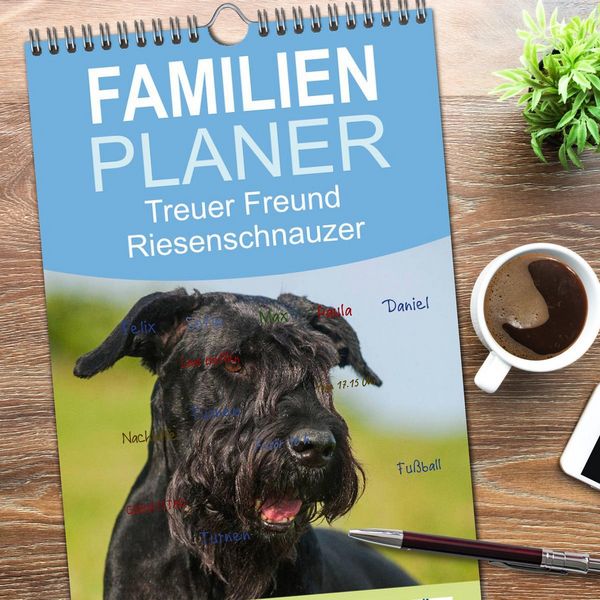 Produktbild: Familienplaner 2026 - Treuer Freund Riesenschnauzer mit 5 Spalten (Wandkalender, 21 x 45 cm) CALVENDO