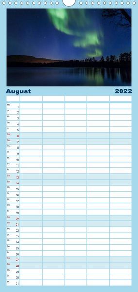 Produktbild: Familienplaner Nordlichter - Magische N&auml;chte in Skandinavien (Wandkalender 2022 , 21 cm x 45 cm, hoch)