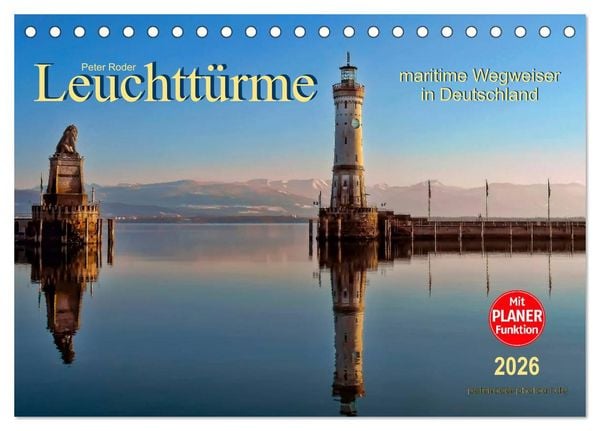 Produktbild: Leuchtt&uuml;rme - maritime Wegweiser in Deutschland (Tischkalender 2026 DIN A5 quer), CALVENDO Monatskalender