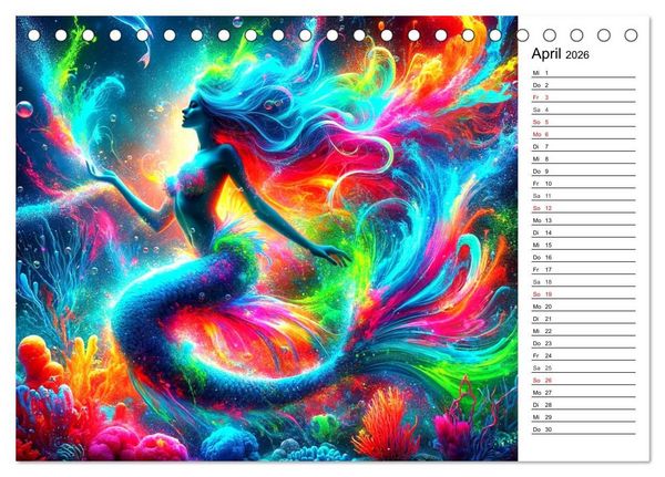 Produktbild: Mythische Wesen - Fabelwesen im Farbenrausch: Ein buntes Spektakel (Tischkalender 2026 DIN A5 quer), CALVENDO Monatskalender