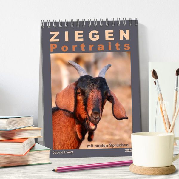 Produktbild: Ziegenportraits (Tischkalender 2026 DIN A5 hoch), CALVENDO Monatskalender