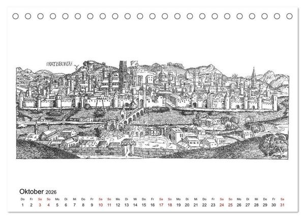 Produktbild: Schedelsche Weltchronik Deutsche St&auml;dte 1493 (Tischkalender 2026 DIN A5 quer), CALVENDO Monatskalender