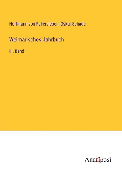 Produktbild: Weimarisches Jahrbuch