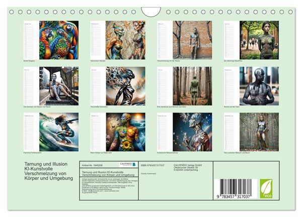 Produktbild: Tarnung und Illusion KI-Kunstvolle Verschmelzung von K&ouml;rper und Umgebung (Wandkalender 2026 DIN A4 quer), CALVENDO Monatskalender