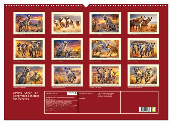 Produktbild: Afrikas Hy&auml;nen. Die kichernden Schatten der Savanne (Wandkalender 2026 DIN A2 quer), CALVENDO Monatskalender