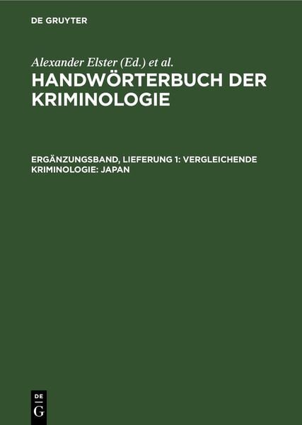 Produktbild: Handw&ouml;rterbuch der Kriminologie / Vergleichende Kriminologie: Japan