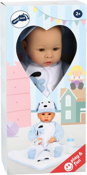 Produktbild: Small foot 2736 - Puppe Benno mit weiß/blauem Zubehör, Weichkörper-Puppe, 40cm