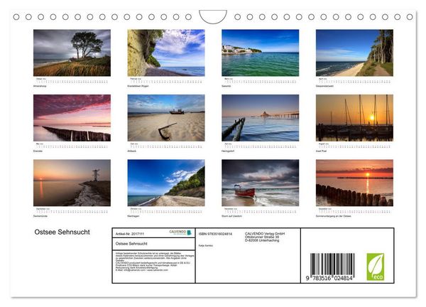 Produktbild: Ostsee Sehnsucht (Wandkalender 2026 DIN A4 quer), CALVENDO Monatskalender