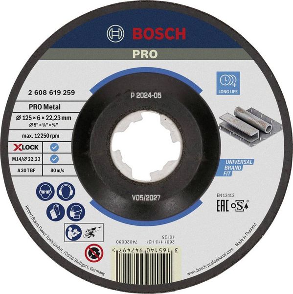 Bosch Accessories 2608619259 Schruppscheibe gekröpft Durchmesser 125 mm Bohrungs-Ø 22.23 mm 1 St.