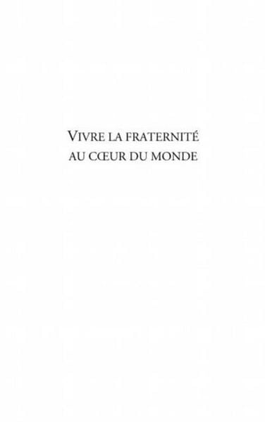 Produktbild: Vivre la fraternite au coeur du monde