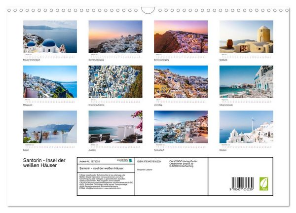 Produktbild: Santorin - Insel der wei&szlig;en H&auml;user (Wandkalender 2026 DIN A3 quer), CALVENDO Monatskalender