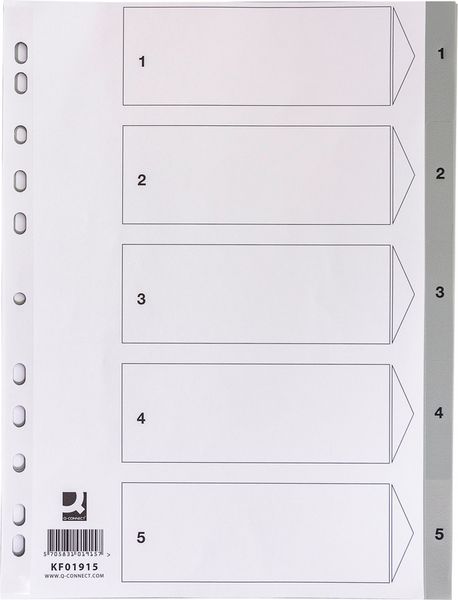 Produktbild: Q-CONNECT&reg; Register Vollformat aus PP, mit Indexblatt, A4 1-5 5teilig 11 Loch