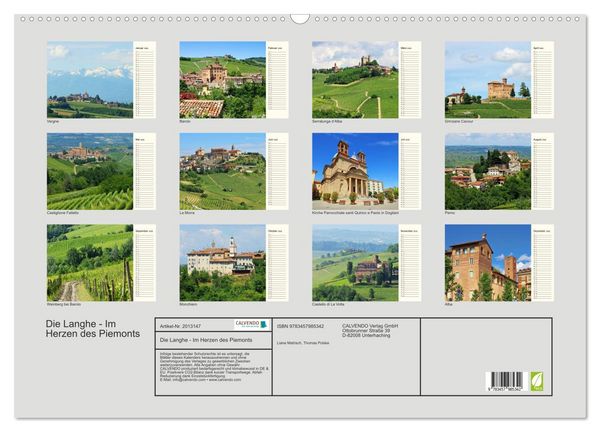 Produktbild: Die Langhe - Im Herzen des Piemonts (Wandkalender 2026 DIN A2 quer), CALVENDO Monatskalender