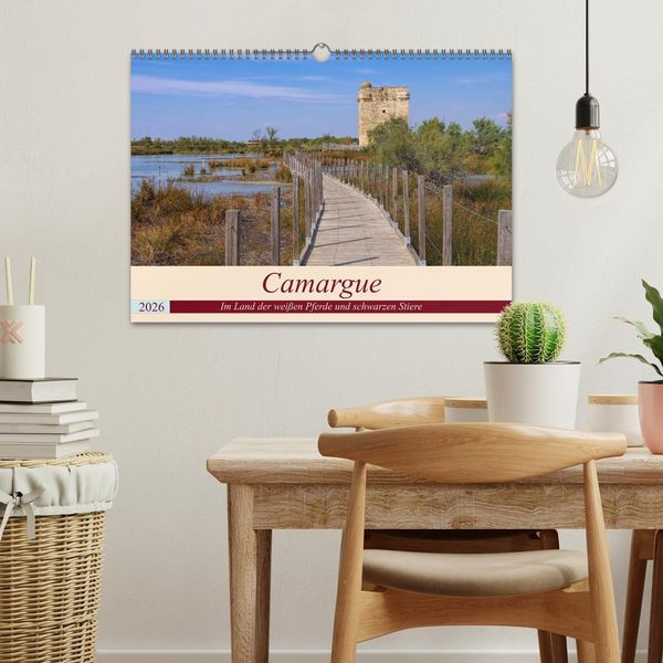 Produktbild: Camargue - Im Land der wei&szlig;en Pferde und schwarzen Stiere (Wandkalender 2026 DIN A3 quer), CALVENDO Monatskalender