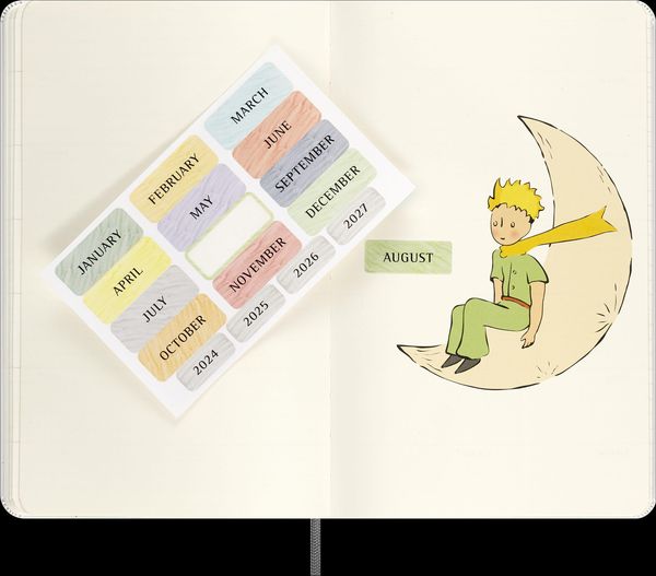 Produktbild: Moleskine der kleine Prinz Notizbuch schwarz in limitierter Auflage, undatierter Wochen-Monatskalender