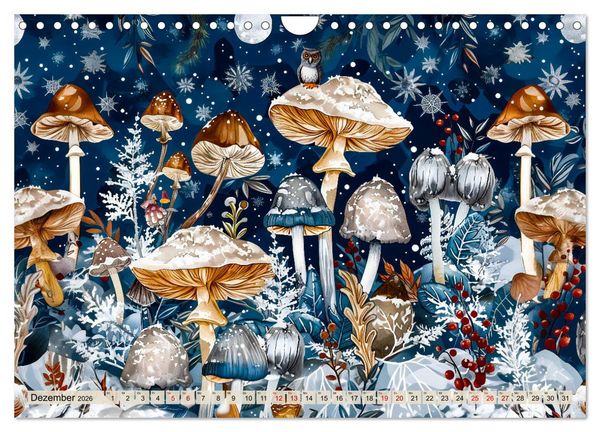 Produktbild: Zauberwelt der Pilze - Fantasievolle Pilze im verwunschenen Wald (Wandkalender 2026 DIN A4 quer), CALVENDO Monatskalender