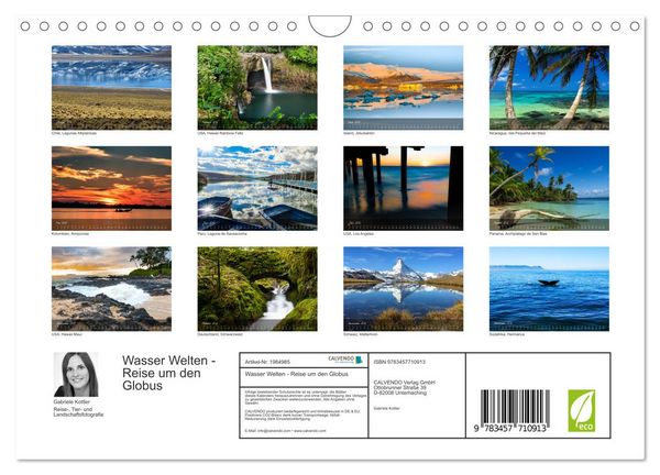Produktbild: Wasser Welten - Reise um den Globus (Wandkalender 2026 DIN A4 quer), CALVENDO Monatskalender