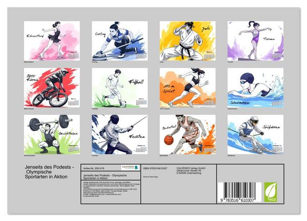 Produktbild: Jenseits des Podests - Olympische Sportarten in Aktion (Wandkalender 2026 DIN A4 quer), CALVENDO Monatskalender
