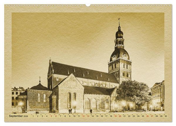 Produktbild: Riga &ndash; Ein Kalender im Zeitungsstil (hochwertiger Premium Wandkalender 2026 DIN A2 quer), Kunstdruck in Hochglanz