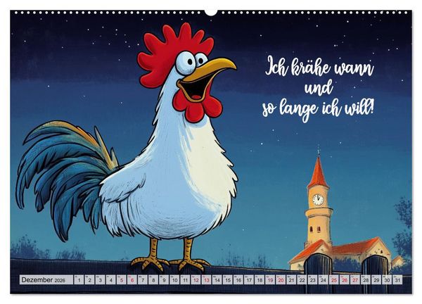 Produktbild: Verr&uuml;cktes H&uuml;hnervolk (hochwertiger Premium Wandkalender 2026 DIN A2 quer), Kunstdruck in Hochglanz