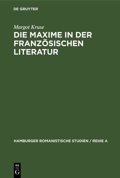 Produktbild: Die Maxime in der franz&ouml;sischen Literatur