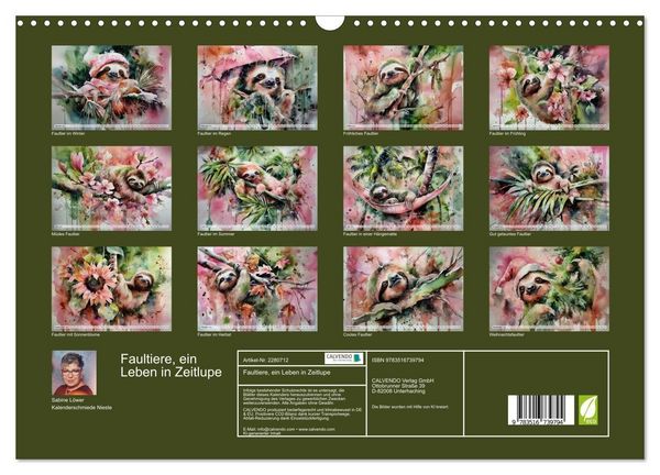 Produktbild: Faultiere, ein Leben in Zeitlupe (Wandkalender 2026 DIN A3 quer), CALVENDO Monatskalender