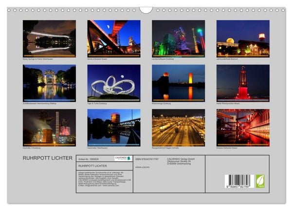 Produktbild: RUHRPOTT LICHTER (Wandkalender 2026 DIN A3 quer), CALVENDO Monatskalender