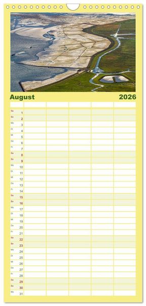 Produktbild: Familienplaner 2026 - Das Wattenmeer aus der Vogelperspektive mit 5 Spalten (Wandkalender, 21 x 45 cm) CALVENDO