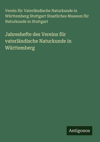 Produktbild: Jahreshefte des Vereins f&uuml;r vaterl&auml;ndische Naturkunde in W&uuml;rttemberg